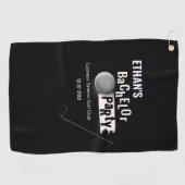 Serviette De Golf Golfeur Groom Bachelor Party Classique Blanc Noir (Horizontal)