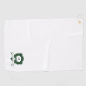 Serviette De Golf Golfeur Moderne Nom Monogramme Vert et Blanc (Horizontal)