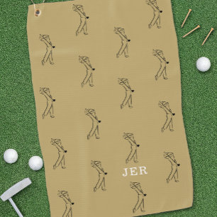 Serviette De Golf Golfeur Monogram Sports Équipement Pro Or Noir