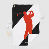 Serviette De Golf Golfeur rouge sur noir blanc (En situation)