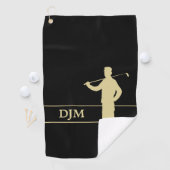 Serviette De Golf Golfeur Silhouette de Monogramme Gold (En situation)