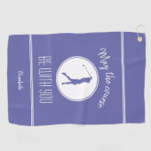 Serviette De Golf Golfeuse de golf Monogramme Pro Moderne Violet (Horizontal)
