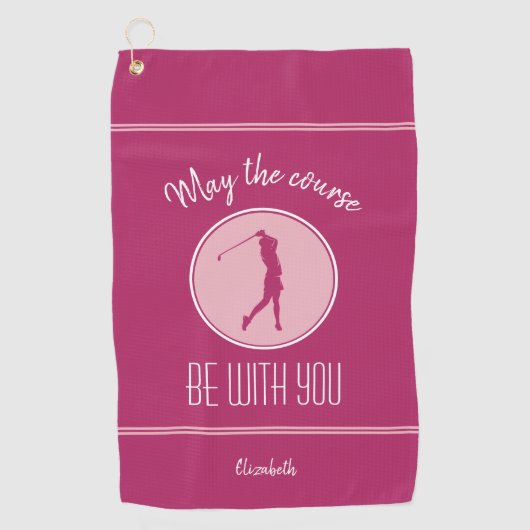 Serviette De Golf Golfeuse de terrain de golf Monogramme Pro Rose Bl (Devant)