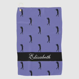 Serviette De Golf Golfeuse Pro Sports Bleue Nom de Femme