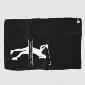 Serviette De Golf Golfeuse Silhouette Nom Ville Monogramme (Horizontal)