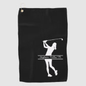 Serviette De Golf Golfeuse Silhouette Nom Ville Monogramme (Devant)