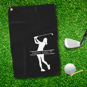 Serviette De Golf Golfeuse Silhouette Nom Ville Monogramme