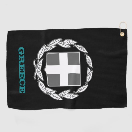 Serviette De Golf Golfing Grèce & armoiries grecques / drapeau (Horizontal)