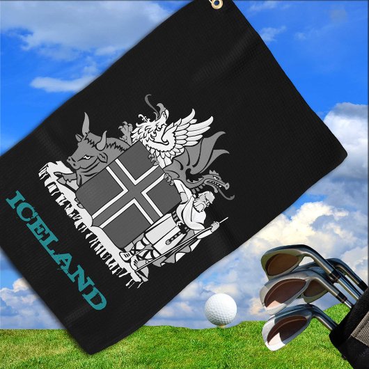 Serviette De Golf Golfing Islande & Islande armoiries / drapeau