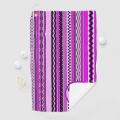 Serviette De Golf Golfing Purple Stripes Personnalisé Monogramme (En situation)