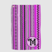 Serviette De Golf Golfing Purple Stripes Personnalisé Monogramme (Devant)