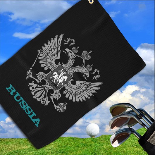 Serviette De Golf Golfing Russie & armoiries russes / drapeau