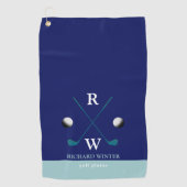 Serviette De Golf Golfplayer Nom, clubs et balles style BLUE (Devant)