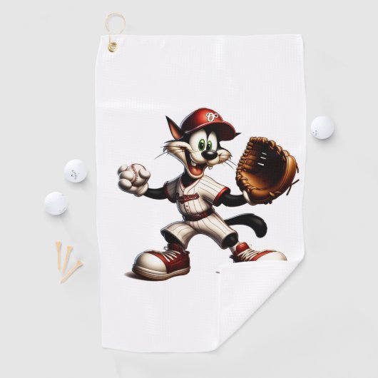 Serviette De Golf Goofy Cat Baseball Pitcher Monte (En situation)