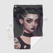 Serviette De Golf Goth fille mignonne avec des armes et des tatouage (En situation)