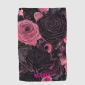 Serviette De Golf Goth Rose rose et noir (Devant)