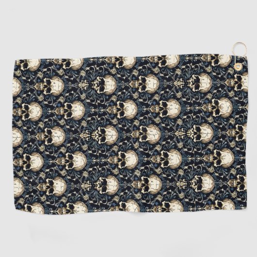 Serviette De Golf Goth Skuls et Blue Floral (Horizontal)