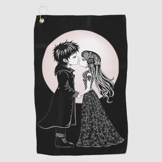 Serviette De Golf Gothique Emo Enfants Kiss Valentine's Day (Devant)
