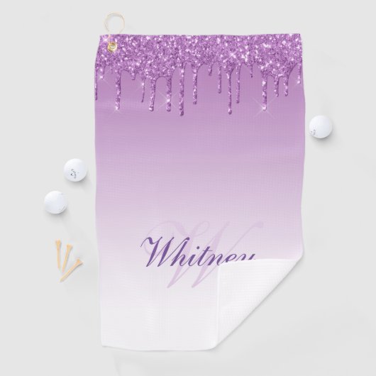 Serviette De Golf gouttes élégantes de parties scintillant violet mo (En situation)