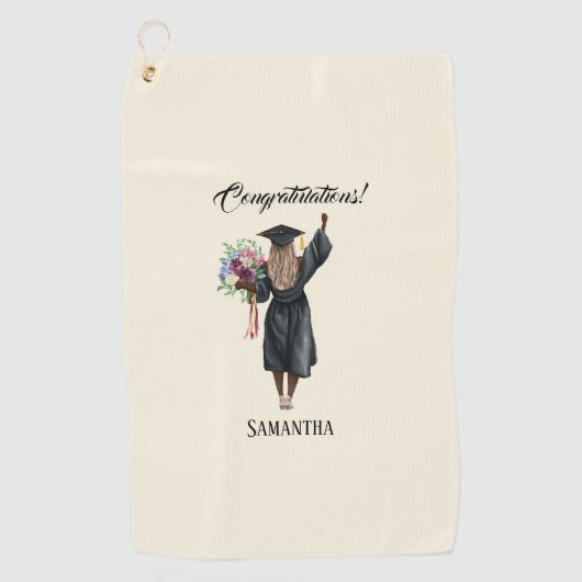 Serviette De Golf Graduation de l'aquarelle personnalisée (7) (Devant)