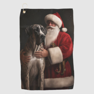 Serviette De Golf Grand Danois avec le Père Noël Noël Festif