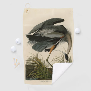 Serviette De Golf Grand Héron bleu d'Audubon Marais Oiseau