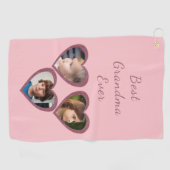 Serviette De Golf Grand-mère Coeurs roses 3 Petits-enfants Photo Col (Horizontal)