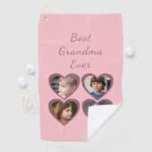 Serviette De Golf Grand-mère Coeurs roses 4 Petits-enfants Photo Col (En situation)