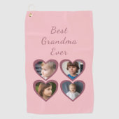 Serviette De Golf Grand-mère Coeurs roses 4 Petits-enfants Photo Col (Devant)