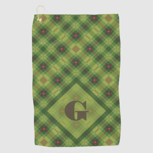 Serviette De Golf Grand Monogramme personnalisé vert (Devant)