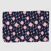 Serviette De Golf Grand motif de point bleu et rose (Horizontal)
