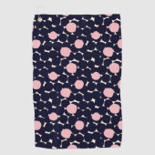 Serviette De Golf Grand motif de point bleu et rose (Devant)
