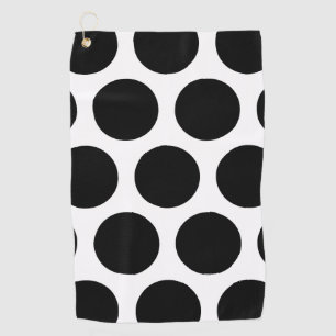 Serviette De Golf Grand motif de pois : Noir et blanc