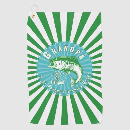 Serviette De Golf "Grand-père, c'est mon pote de pêche" (Devant)