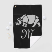 Serviette De Golf Grand Rhino Indien Rhinoceros Unicorn Rhino Monogr (En situation)