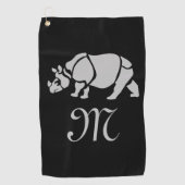 Serviette De Golf Grand Rhino Indien Rhinoceros Unicorn Rhino Monogr (Devant)