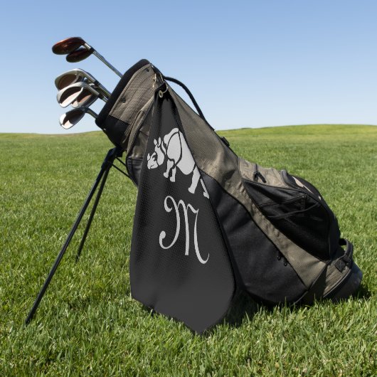Serviette De Golf Grand Rhino Indien Rhinoceros Unicorn Rhino Monogr (Vert)