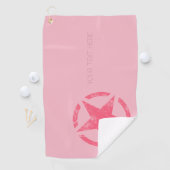 Serviette De Golf Grand rose Star style détendu avec du texte sur (En situation)