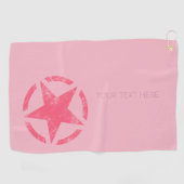 Serviette De Golf Grand rose Star style détendu avec du texte sur (Horizontal)