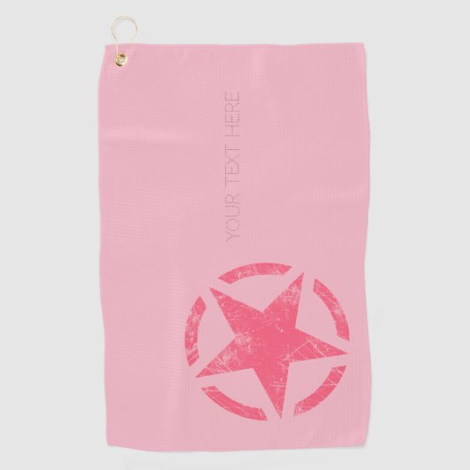 Serviette De Golf Grand rose Star style détendu avec du texte sur (Devant)