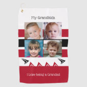 Serviette De Golf Grandad photos rouges et blanches de petits-enfant (Devant)