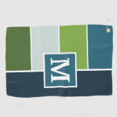 Serviette De Golf Grandes bandes en bleu et vert avec Monogrammes (Horizontal)
