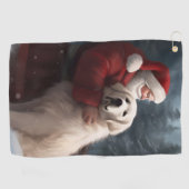 Serviette De Golf Grands Pyrénées avec Noël Festif du Père Noël (Horizontal)
