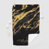 Serviette De Golf Granite noir et doré (En situation)