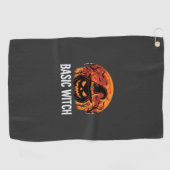 Serviette De Golf Graphique de lune de citrouille de sorcière de bas (Horizontal)