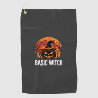 Serviette De Golf Graphique de lune de citrouille de sorcière de bas
