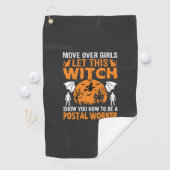 Serviette De Golf Graphisme de chat de sorcière de travailleur posta (En situation)