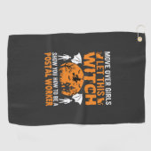 Serviette De Golf Graphisme de chat de sorcière de travailleur posta (Horizontal)