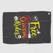 Serviette De Golf Graphisme de sorcière de Halloween à balai gratuit (Horizontal)