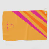Serviette De Golf Gras Retro Grandes Pink Orange Mustard (Horizontal)